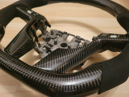 Carbon Fiber Steering Wheel (Alcantara, Black Stitch, Black Stripe)